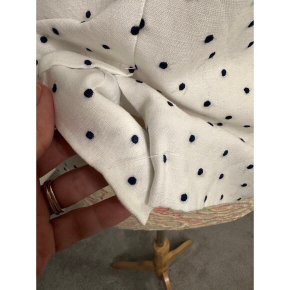 EUC Talbots linen blend white blue polkadot two button blazer Sz 4 Petite - Picture 7 of 10